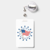 アメリカ国旗スターバスト花火7月4日 バッジ (裏面（伸縮クリップ）)