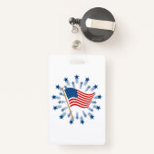 アメリカ国旗スターバスト花火7月4日 バッジ (裏面リトラクタブル付き)