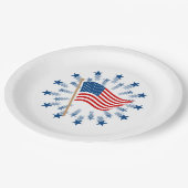 アメリカ国旗スターバスト花火7月4日 ペーパープレート (アングル)