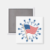 アメリカ国旗スターバスト花火7月4日 マグネット (正面/裏面)