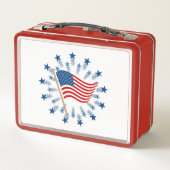 アメリカ国旗スターバスト花火7月4日 メタルランチボックス (裏面)