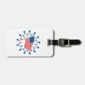 アメリカ国旗スターバスト花火7月4日 ラゲッジタグ (正面横)