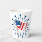 アメリカ国旗スターバスト花火7月4日 紙コップ (正面)