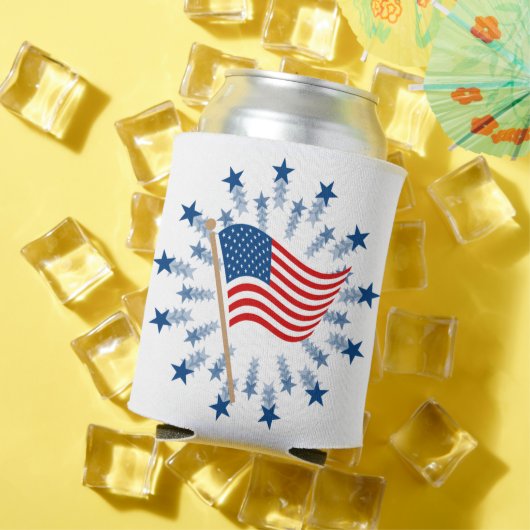 アメリカ国旗スターバスト花火7月4日 缶クーラー (インサイチュ 夏)