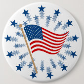 アメリカ国旗スターバスト花火7月4日 缶バッジ (正面)