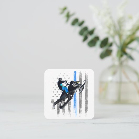 アメリカ国旗スノーモービルシャツメンズスノーモービルリディ スクエア名刺 (スタンド正面)