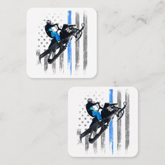 アメリカ国旗スノーモービルシャツメンズスノーモービルリディ スクエア名刺 (正面/裏面)