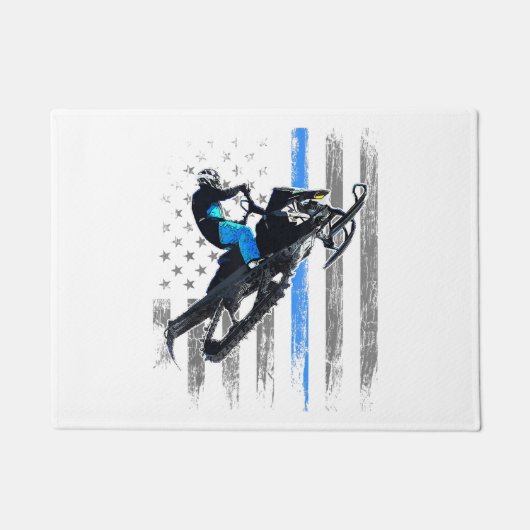 アメリカ国旗スノーモービルシャツメンズスノーモービルリディ ドアマット (正面)