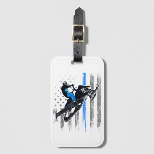 アメリカ国旗スノーモービルシャツメンズスノーモービルリディ ラゲッジタグ (正面縦)