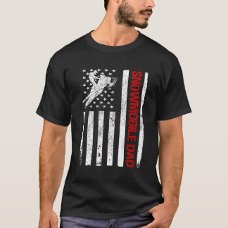 アメリカ国旗スノーモービルパパスノーモービルライド Tシャツ