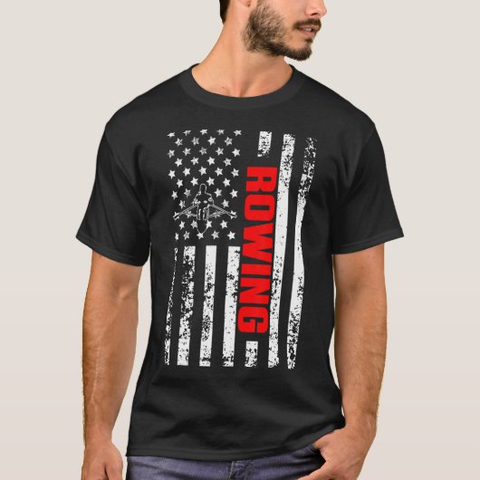 アメリカ国旗スポーツ愛国的なボート Tシャツ (正面)