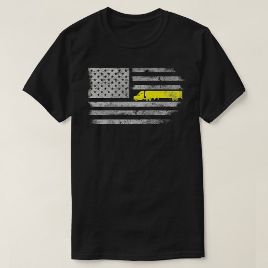 アメリカ国旗セミトラック米国トラック運転手Mens Fa Tシャツ (デザイン正面)