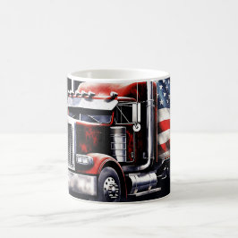 アメリカ国旗セミトラック コーヒーマグカップ