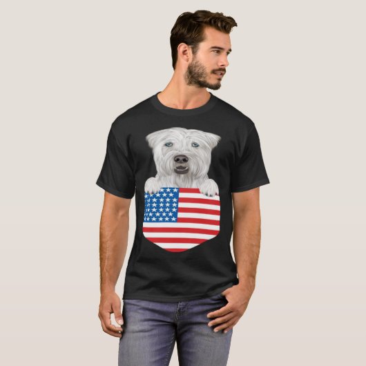 アメリカ国旗ソフトコートホエテンテリア犬Po Tシャツ (正面フル)