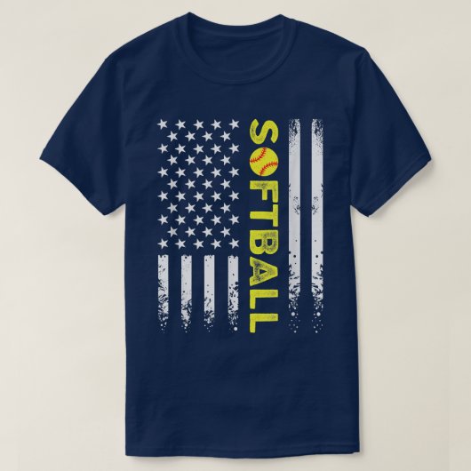 アメリカ国旗ソフトボールチーム Tシャツ (デザイン正面)