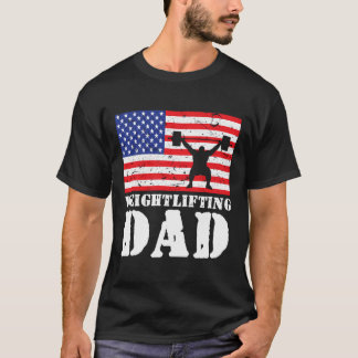 アメリカ国旗ダサT ウエイトリフティング パパ メンズ Tシャツ