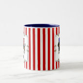 アメリカ国旗ダシュントダックスフンド(黒・褐色) ツートーンマグカップ (中央)