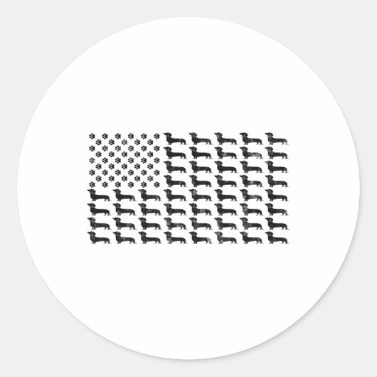 アメリカ国旗ダシュント犬ポー愛情愛国4t ラウンドシール (正面)