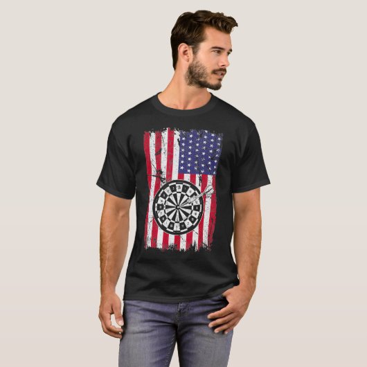 アメリカ国旗ダーツボードシャツUSAダーツリーグ Tシャツ (正面フル)