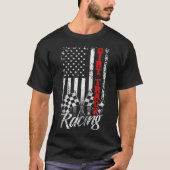 アメリカ国旗ダートトラックレーシングカーバイクドライバーRa Tシャツ (正面)