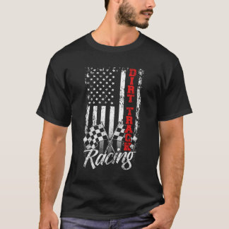 アメリカ国旗ダートトラックレーシングカーバイクドライバーRa Tシャツ