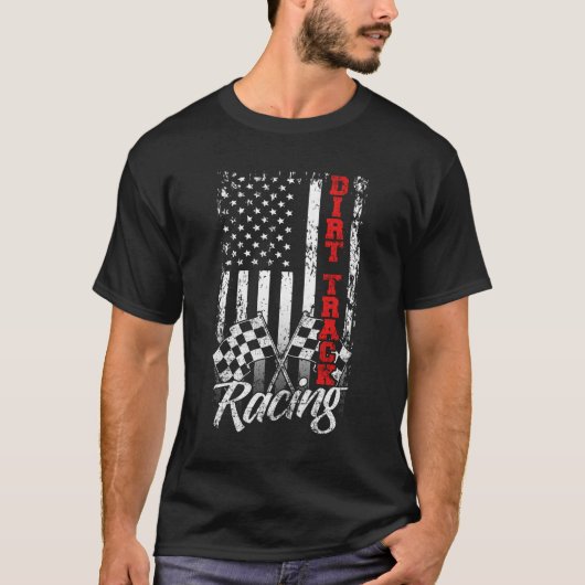 アメリカ国旗ダートトラックレーシングカーバイクドライバーRa Tシャツ (正面)