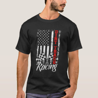 アメリカ国旗ダートトラックレーシングカーバイクドライバーRa Tシャツ