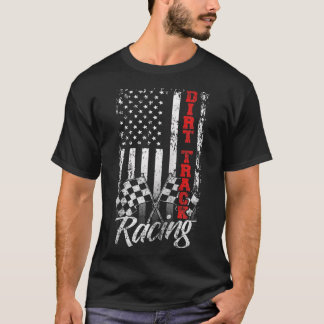 アメリカ国旗ダートトラックレーシングカーバイクドライバーRa Tシャツ