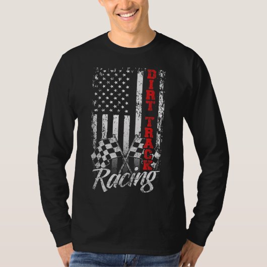 アメリカ国旗ダートトラックレーシングカーバイクドライバーRa Tシャツ (正面)