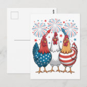アメリカ国旗チキン　愛国的な4th of July ポストカード (正面/裏面)