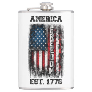 アメリカ国旗ディストressed フリーダム 1776年創設 フラスク