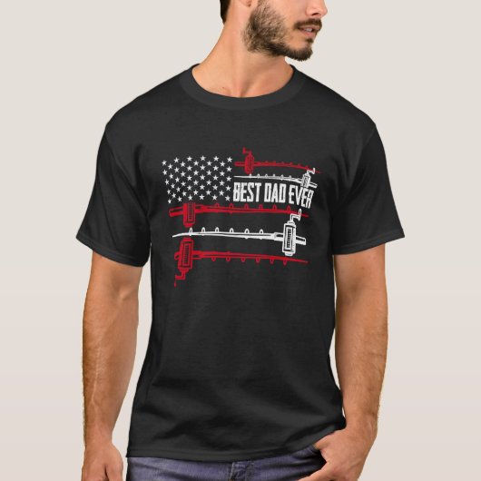 アメリカ国旗デザインの最高の父のための釣り竿 Tシャツ (正面)