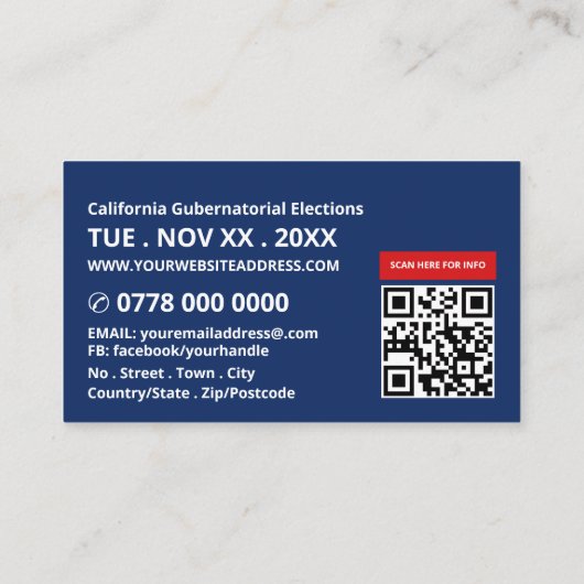 アメリカ国旗デザイン、政治運動家 名刺 (裏面)