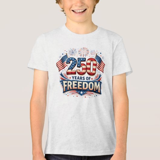 アメリカ国旗デザイン USA 250周年記念 トライブレンドＴシャツ (正面)
