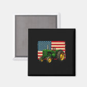 アメリカ国旗トラクター農家 7月4日 マグネット (正面/裏面)