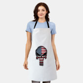 アメリカ国旗ドクロ 女性 男性向け 7月4日Tシャツ エプロン (着用した状態)