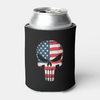 アメリカ国旗ドクロ 女性 男性向け 7月4日Tシャツ 缶クーラー