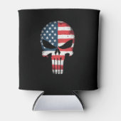 アメリカ国旗ドクロ 女性 男性向け 7月4日Tシャツ 缶クーラー (正面)