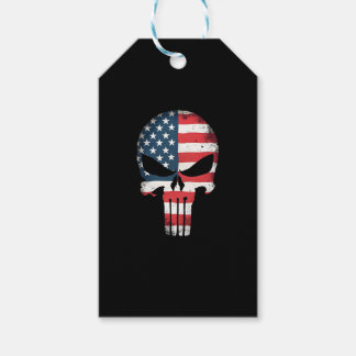 アメリカ国旗ドクロ 女性 男性用 7月4日Tシャツ ギフトタグ