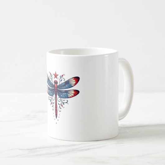 アメリカ国旗ドラゴンフライ愛国心4日7月レッド コーヒーマグカップ (正面右)