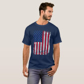 アメリカ国旗ドラムスティックヴィンテージドラマー Tシャツ (正面フル)