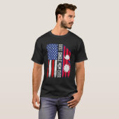 アメリカ国旗ネパール最高の独身の国旗のママ Tシャツ (正面フル)