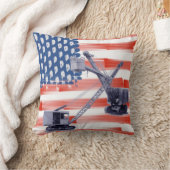 アメリカ国旗ノースウェスト・クレーン・オペレーターとシャベル クッション (ブランケット)