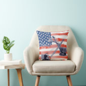 アメリカ国旗ノースウェスト・クレーン・オペレーターとシャベル クッション (椅子)