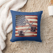 アメリカ国旗ノースウェスト・クレーン・オペレーターとシャベル クッション (ブランケット)