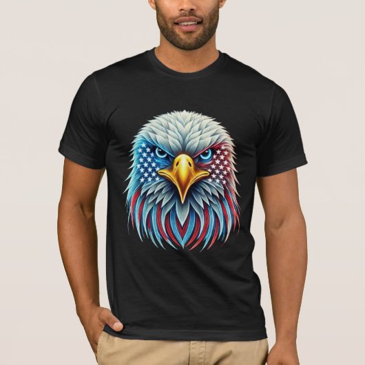 アメリカ国旗ハクトウワシ愛国 Tシャツ (正面)