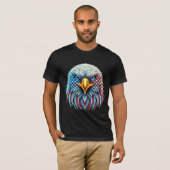 アメリカ国旗ハクトウワシ愛国 Tシャツ (正面フル)