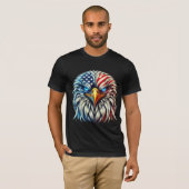 アメリカ国旗ハクトウワシ愛国USA Tシャツ (正面フル)