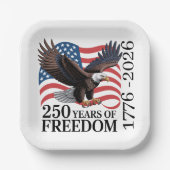 アメリカ国旗ハクトウワシ 自由の250年 ペーパープレート (正面)