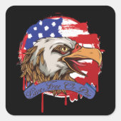 アメリカ国旗ハゲ・イーグルが生き残るか死ぬか スクエアシール (正面)